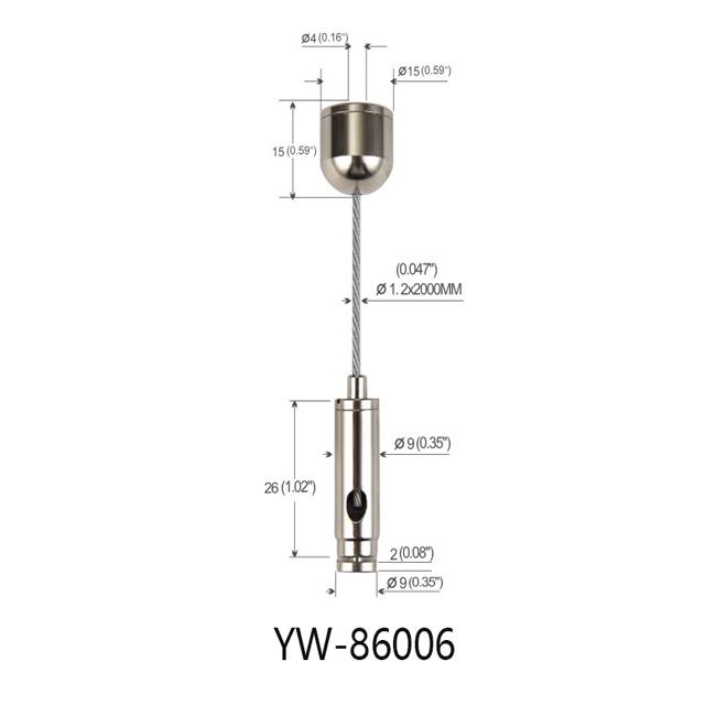 1.2mm Suspended Cable Lighting System Nickel Plated 브래지어.ss YW86006 0