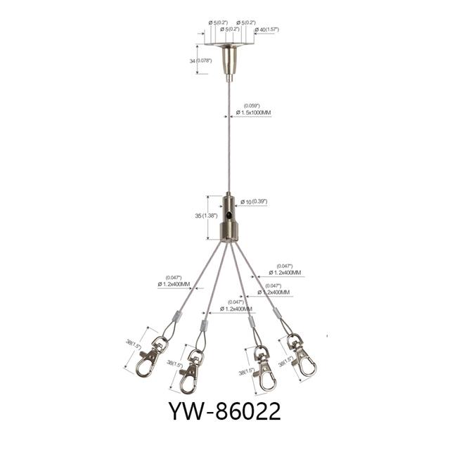 Four Legs With Lobster Clip A.rt Cable Hanging System Brass 1000mm Length YW86022 0