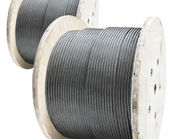 Two coils of stainless steel wire rope